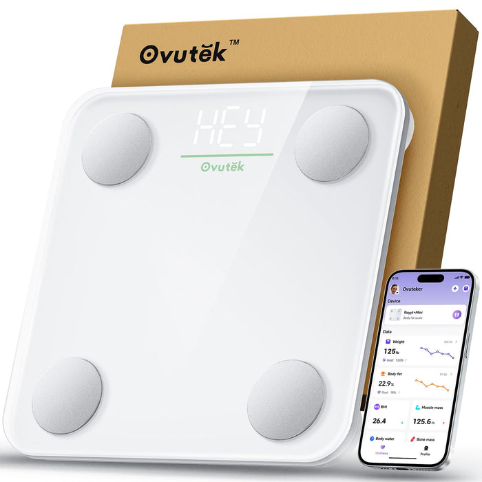 Smart Scale for Body Weight, Bathroom Digital Weighing Machine for Fat BMI Muscle, Accurate Electronic Body Composition Monitors for People's Health with Smartphone App, Compact Size, 400lb