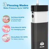 Caredite Water Flosser Cordless,Portable Mini Oral Irrigator Teeth Cleaner, Rechargeable Power Dental Flosser Picks For Travel Home, 4 Tips 3 Modes, IPX7 Wateroproof For Teeth Braces Dental Care,Black