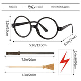 72 PCS Wizard Wand Party Favors for Kids , Wand Pencils, Witch Broom Pencils, Lightning Tattoos, Round Frame Glasses, Party Decorations Birthday Gifts, Halloween Cosplay Accessories for Teens