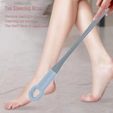 Enlivczom Toe Cleaning Brush, Toe and Foot Towel Brush,Long Handle Toe Brush,No Bending to Remove The Dead Skin of The Feet, Suitable for The Elderly, Pregnant Women (Grey-Roundhead)