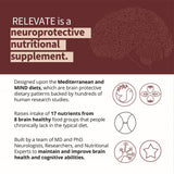 RELEVATE Brain Health Supplement - Support Memory, Cognition, Focus, Energy, Sleep, Eye Health - for Long-Term Healthy Aging - Quercetin, Lutein, Magnesium Glycinate, Omega 3 DHA EPA, Vitamin B12, B3
