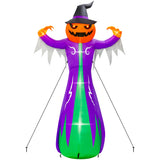 14FT Halloween Inflatables Decorations, Giant Halloween Inflatables Pumpkin Ghost with Witch Hat, Pre-lit Blow Up Halloween Inflatables Decor for Haunted House Halloween Outdoor Party Yard Lawn