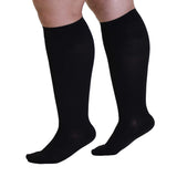 Compression Socks for Women and Men 20-30mmHg Plus Size - Medical Knee High Compression Stockings with Wide Calf for Flights, Airplane, Nursing - Black, 5X-Large - AB201