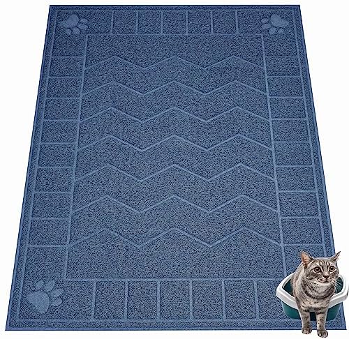 Cat Litter Mat, Litter Trapping Mat Soft on Kitty Paws, 47" x 35" Kitten Litter Box Mat for Cleaner Floors, Waterproof, Easy Clean, Durable XL Large Size Cat Litter Pad for Kitten.…