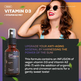 Ideal Infusion Vegan Vitamin D3 5000 iu with K2 (MK-7) Liquid Spray: Organic Plum with Cinnamon - Bone Health, Immune Support, Bone Structure (75 Servings)
