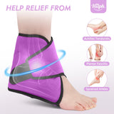 Hilph Ankle Cold Pack for Achilles Tendonitis, Reusable Ankle Ice Pack Wrap with Hot Cold Therapy for Sprained Ankle Injuries, Plantar Fasciitis, Swelling, Sore Feet, Foot & Heel (Purple)