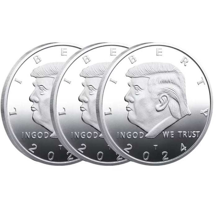 3pc Liberty President Donald Trump Coin, Silver Trump 2024 Coin 45th Presidential Gold Challenge Coin for Gift