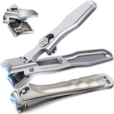 German Nail Clippers for Men Thick Nails, Heavy Duty Large Toenail Clippers for Seniors Thick Toenails with Wide Opening, Ultra Sharp Anti Splash Fingernail Clipper Cutter Long Handle with Catcher
