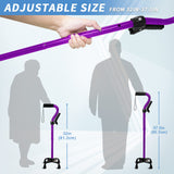 Adjustable Walking Cane for Men & Women with 4-Pronged Base for Extra Stability - Foldable Cane for Seniors with Foam Padded Offset Handle for Soft Grip & a Second Handle for Standing