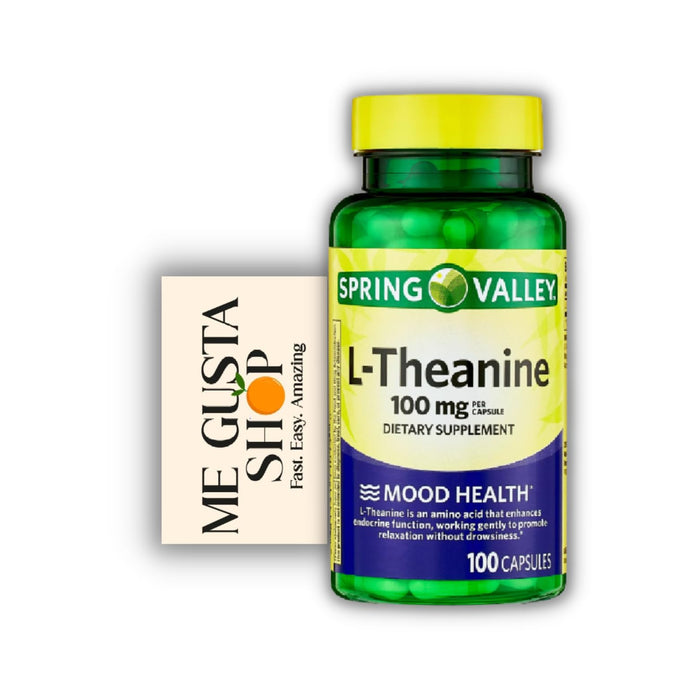 L-Theanine Spring Valley 100 mg 100 Count (Pack of 01) 100 Capsules + Me Gustas Sticker