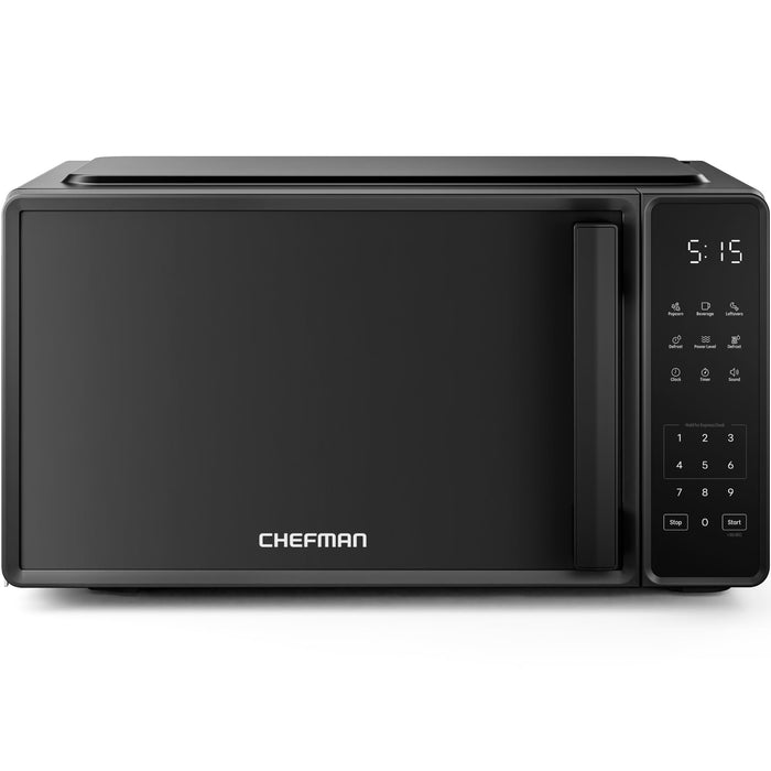 Chefman Countertop Microwave Oven 0.7 Cu. Ft., 700 Watts with 10 Power Levels, 6 Cooking Presets with One-Touch Express Cook, Child Safety Lock, & Mute Button - Black