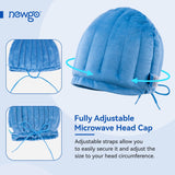 NEWGO Microwave Heating Pad for Head Tension Headache Migraine Relief Hat, Migraine Head Wrap for Sinus Pressure Relief Blue