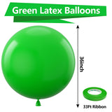 Bezente Green Giant Balloons 36 Inch - 8 Pack Jumbo Green Balloons Large Round Light Green Latex Balloons for Birthday Baby Shower Christmas Jungle Safari Theme Party Decorations