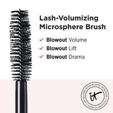 IT Cosmetics Lash Blowout Mascara, Black - Lifts, Volumizes & Separates Lashes - Unique Wand Developed with Drybar - Contains Biotin - 0.24 fl oz