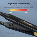 Terviiix Pencil Flat Iron for Edges & Short Hair, 3/10 Inch Small Hair Straightener for Men, Ceramic Mini Flat Iron for Pixie & Beard, 15s Fast Heat up, Dual Voltage, Auto Shut Off