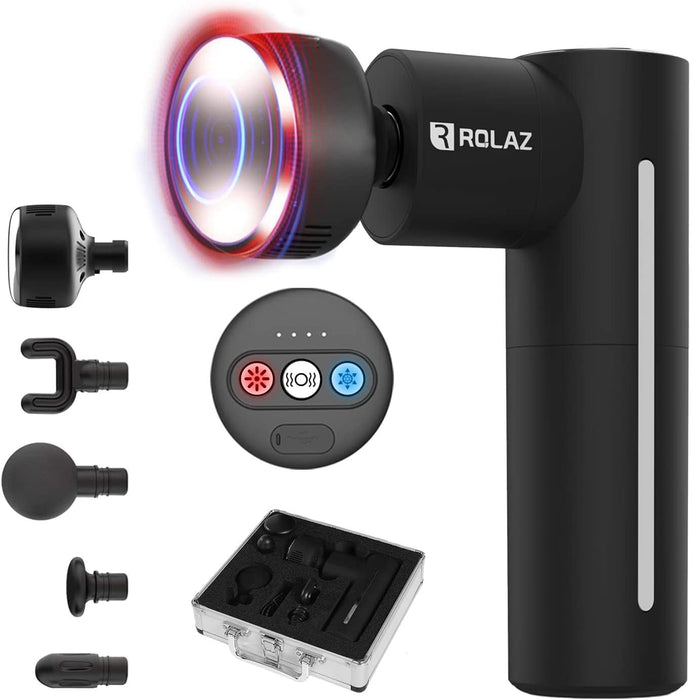 ROLAZ Massage Gun Deep Tissue Percussion Message Gun Electric Massager with Heat and Cool for Athletes Muscle Recovery Therapy, Grey-b026