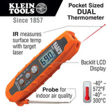 Klein Tools IR07 Dual Infrared (IR) and Probe Pocket Size LCD Digital Thermometer and Klein Tools IR1 Infrared Thermometer, Digital Laser Gun