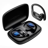 OCC Sport Wireless Earbuds Bluetooth Headphones Premiun Bass Ear Buds with Earhooks Mic LED Power Display Charging Case in-Ear Earphones Headset for Workout Gym Exercise Running (Black)