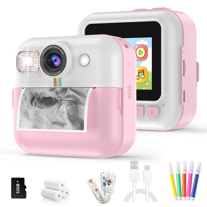 BOFIDAR Kids Camera,Toddler Camera Instant Print Toys,1080P Children Printable Camera,Pink Selfie Camera Christmas Birthday Gifts for Girls Boys Age 3-10 with 3 Roller Photo Paper (Pink)