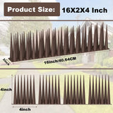 Bird Spikes 4 Inch High，Pigeon Outdoor Deterrent Spikes, Used to Keep Cats Small to Medium Sized Birds Away.Bird Plastic Fence Spikes for Railing and Roof.Away Covers 10.7 Feet(325cm), Brown