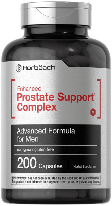 Horbäach Enhanced Prostate Supplement for Men | 200 Capsules | Prostate Herbal Complex | Non-GMO, Gluten Free