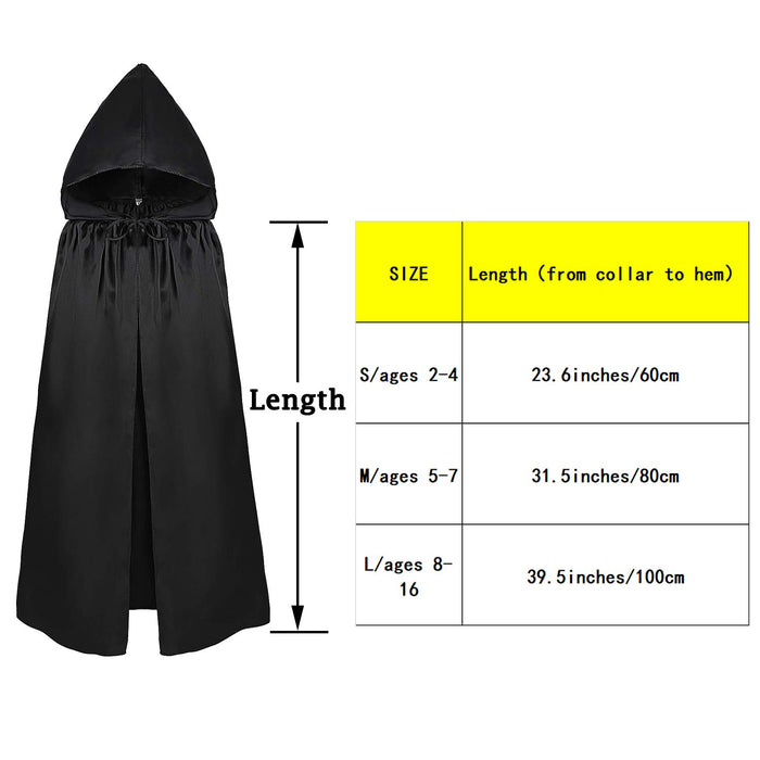 ALIZIWAY Kids Cloak Hooded Cape Halloween Christmas Cosplay Costume Satin 8-16 Years Y095BKL