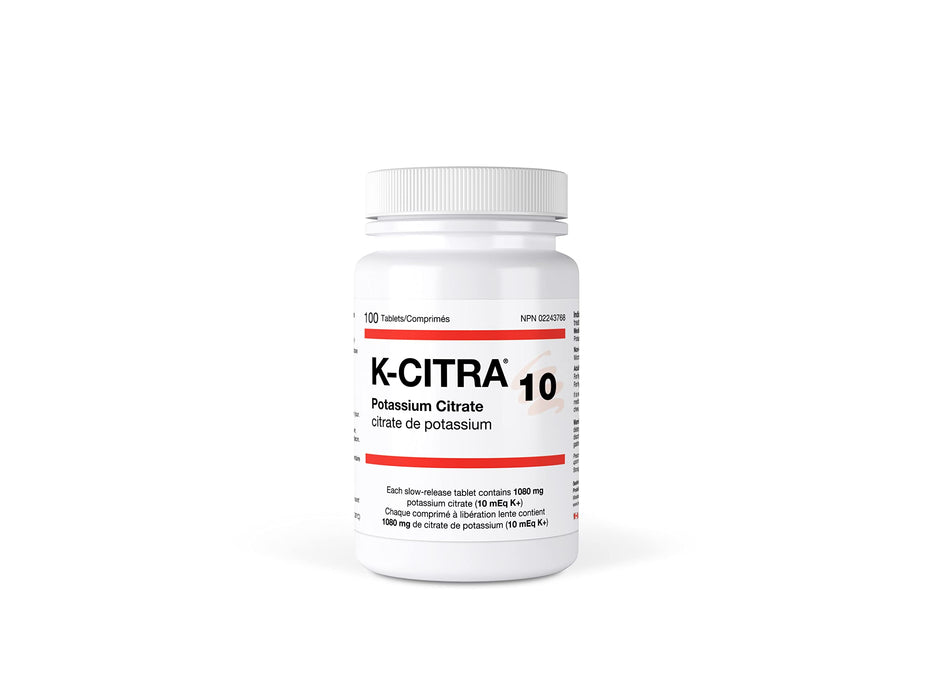 K-CITRA Potassium Citrate 1080mg Tablets - Premium Slow Release Potassium Supplement for Potassium Depletion and Kidney Stones, 100 Count - Convenient Potassium Powder Alternative, Effective Alkali Therapy & Simple Dosing