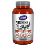 NOW Sports Nutrition, Arginine & Citrulline 500 mg/ 250 mg, Amino Acids, 240 Veg Capsules