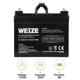 Weize 12V 35AH Battery Rechargeable SLA Deep Cycle AGM Replace 12 Volt 33AH 34AH 36AH 30AH, in Series 24V 36V 48V for Power Patrol SLA1156 Ritar RA12-33 Renogy PV Solar Panels Bat-Caddy X3R Golf Caddy