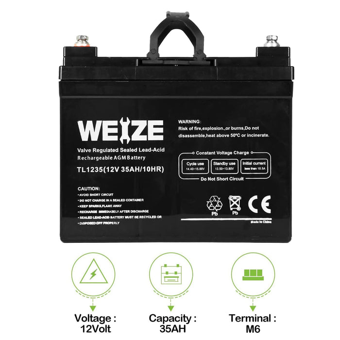 WEIZE 12V 35AH Deep Cycle Battery for Scooter Pride Mobility Jazzy Select Electric Wheelchair, Set of 2