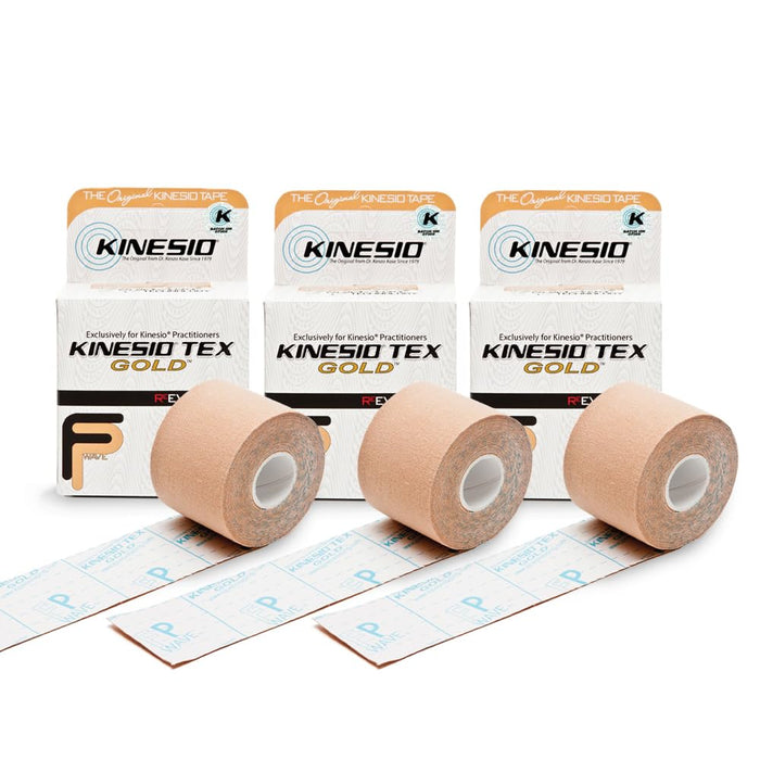 Kinesio Taping - Elastic Therapeutic Athletic Tape Tex Gold FP - Beige – 2 in. x 16.4 ft - 3 pack