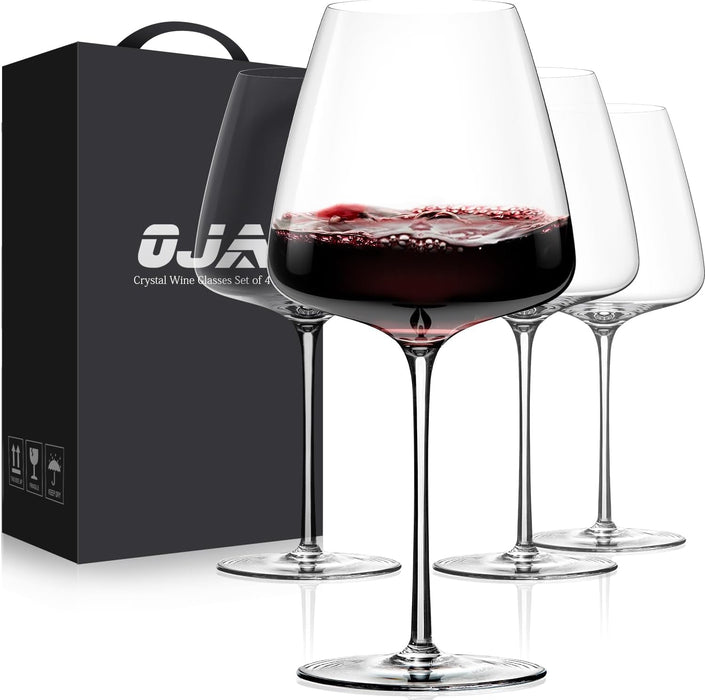 OJA Wine Glasses Set, Crystal Hand Blown Red Wine Glass Set of 4, 23 oz