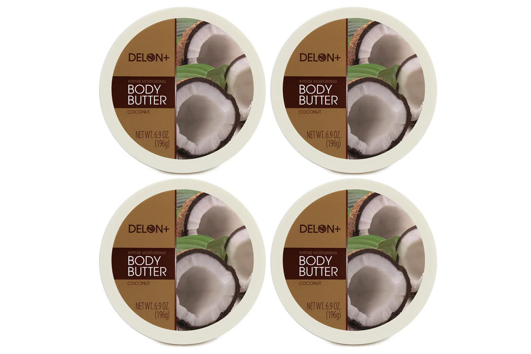 DELON Intense Moisturizing Body Butter, 6.9 Oz (4-Pack) (Coconut)