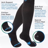 Wanderlust Everyday Use Graduated Compression Socks - Support Stockings for Men & Women - Black/Blue Large