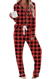 Aamikast Pajama Sets for Women Soft Button Up Christmas Pjs Matching Sets (Plaid Red S)