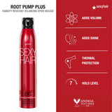 SexyHair Big Root Pump Plus Volumizing Spray Mousse, 10 Oz | Volume with High Hold | Up to 72 Hour Humidity Resistance