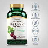 Piping Rock Beet Root Capsules 8000mg | 320 Pills | Concentrated Extract | Herbal Supplement | Non-GMO, Gluten Free