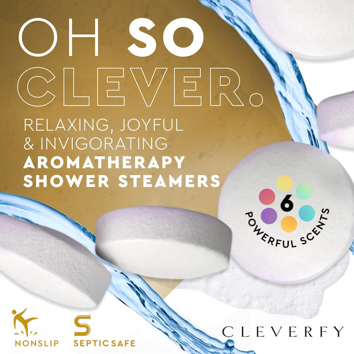 Cleverfy Aromatherapy Shower Steamers for Men - Pack of 6 Shower Bombs with Essential Oils. Self Care and Relaxation Christmas Gifts for Men and Stocking Stuffers for Men.