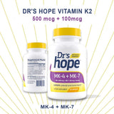 Dr’s Hope Vitamin K2-90 Capsules with 500 mcg MK4 + 100 mcg MK7 | Bone and General Health Support | High-Potency K-2 Vitamins Supplement - 1 Capsule Daily