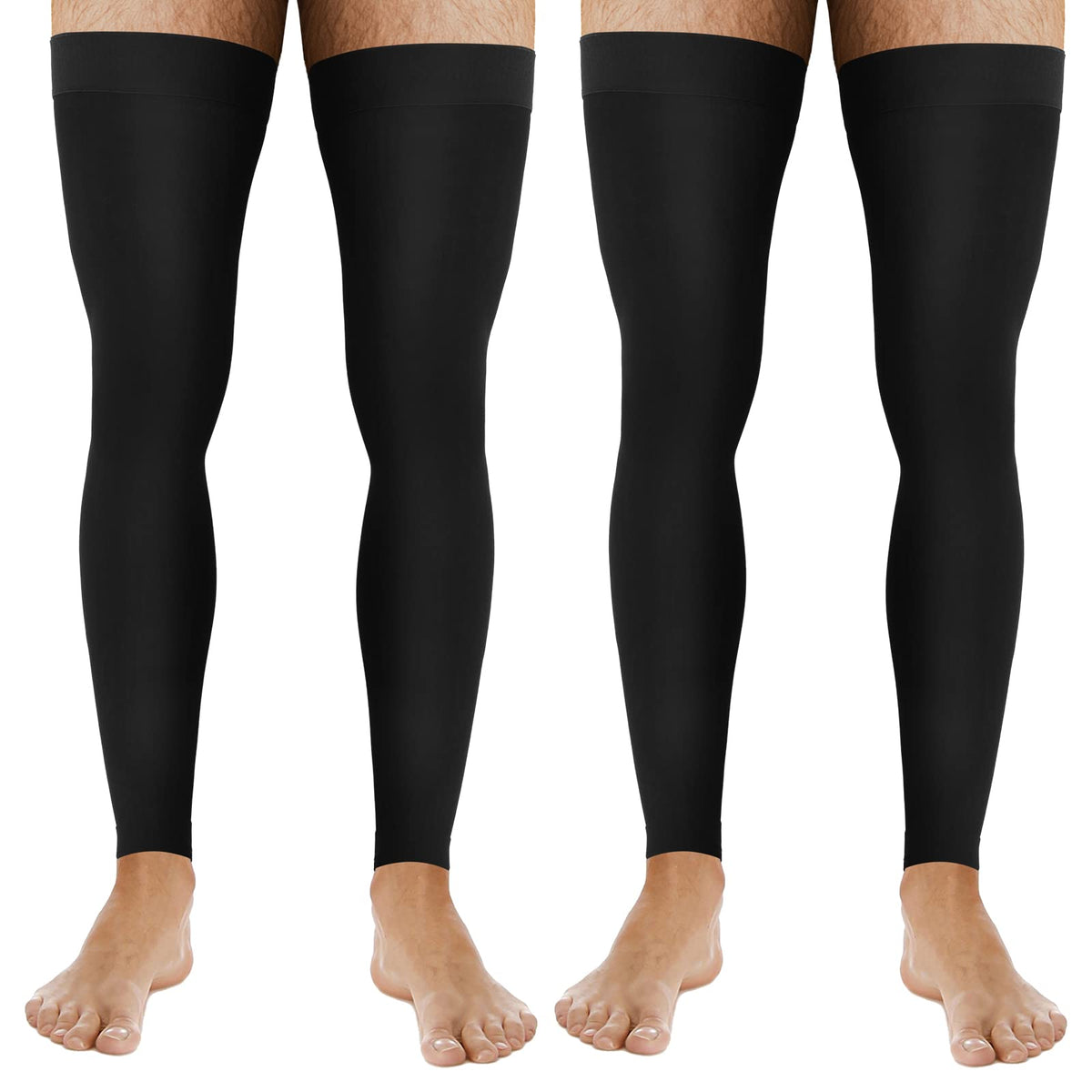 Zhanmai 2 Pairs Men's Thigh High Compression Stockings Footless 20-30
