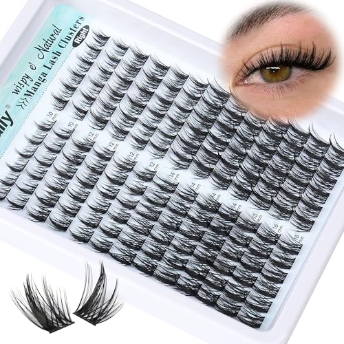 Wispy Lash Clusters Natural DIY Lash Extension Manga Spiky Cluster Eyelash Extension CD Curl Eyelash Clusters 10-16MM Individual Lashes Cat Eye Look by Newcally