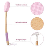 AmazerBath Lotion Applicator for Back, Feet, 4 Replaceable Pads with 1 Long Handled, Back Sunscreen Applicator for Elderly, Women, Apply Cream Medicine Skin Cream Moisturizer Sunscreen Tanner, Pink