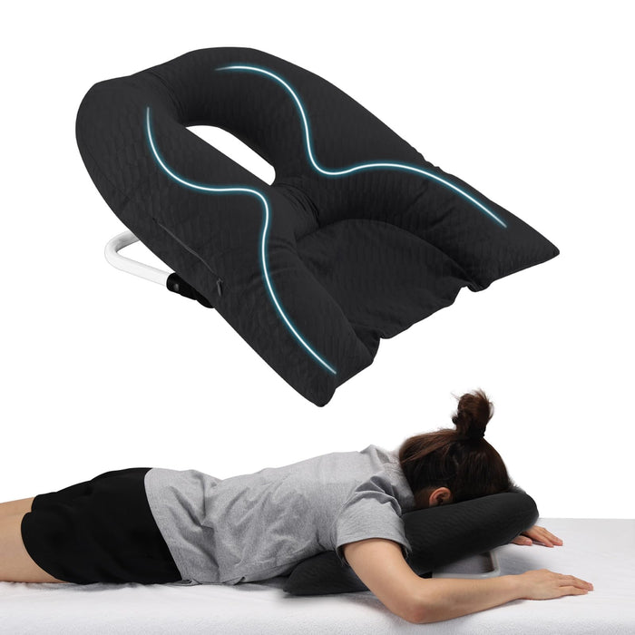 Face Down Pillow for Sleeping, Prone Pillow for Vitrectomy or Retinal Surgery, Adjustable Height Prone Prone Pillow Face Down Sleep, Retina Lying Pillow Eye Surgery Recovery (Square Black)