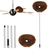 Ceiling Fan Cleaner Duster Reusable Microfiber Ceiling Fan Blade Cleaner Removable Duster with Extension Pole Adjusts 13 to 49.7 Inch for Cleaning Walls Bookshelves Furniture Door Window Top (Brown)