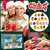 OVNMFH 24 Pcs Countdown Christmas Rubber Ducks Advent Calendar, 2024 Rubber Ducks Bath Toys Advent Calendar, 24 Days Christmas Countdown Calendar Gifts (C)