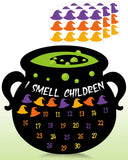 Sinasasspel Halloween Advent Calendar Countdown to Halloween for 30 Days Witch Cauldron Purple Orange Yellow Witch Hat Paper Poster Sealing Stickers Halloween Decor for Home Classroom Office Gift Idea