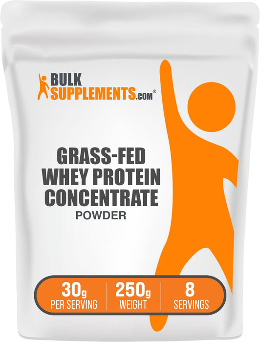 BulkSupplements.com Grass Fed Whey Protein Powder - Unflavored Whey Protein Powder, Grass Feed Whey Protein Concentrate - Gluten Free, 30g per Serving, 250g (8.8 oz) (Pack of 1)