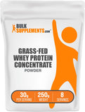 BulkSupplements.com Grass Fed Whey Protein Powder - Unflavored Whey Protein Powder, Grass Feed Whey Protein Concentrate - Gluten Free, 30g per Serving, 250g (8.8 oz) (Pack of 1)