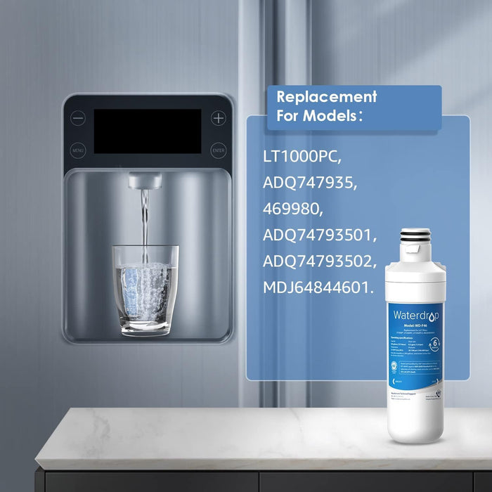 Waterdrop LT1000PC ADQ747935 Refrigerator Water Filter and Air Filter, Replacement for LG® LT1000P®, LMXS28626S, LFXS26973S, LFXS26596S, LFXS28596S, ADQ74793501, ADQ74793502 and LT120F®, 2 Combo