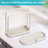 Kitchen Sponge Holder Dishcloth Hanger, Kitchen Sink Rack Tray Organizer Stand for Sponge, Dish Cloth, Rag, Brush, Scrubber Storage and Organization(Beige)